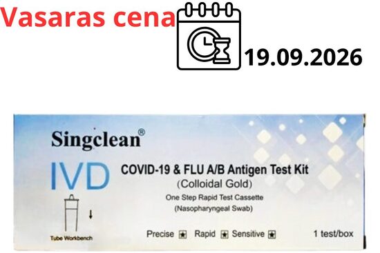 Singclean COMBO- Kombinētais Ātrais Tests SARS-CoV-2 un Gripas A/B Noteikšanai